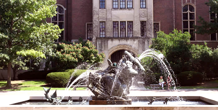 Fountain in the courtyard of the Michigan League