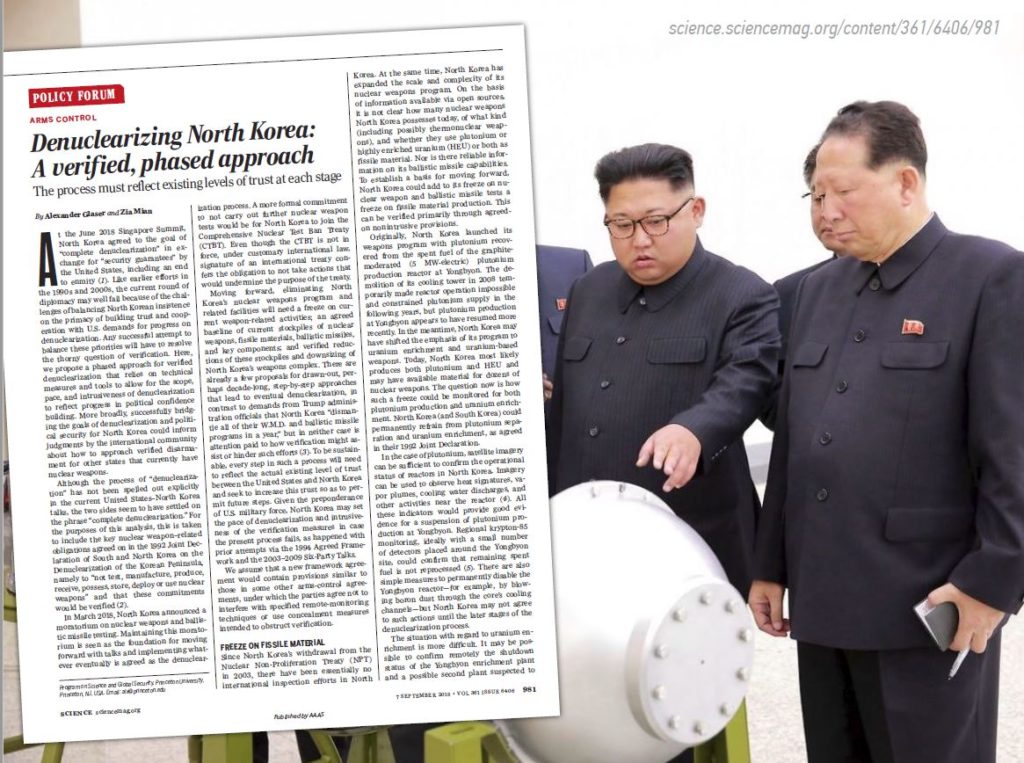 Denuclearizing North Korea article with Kim Jong Un in the background